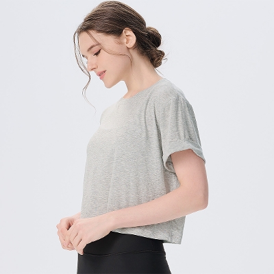 【SALE 40%OFF】ラウンドネックビローTシャツ／Mグレーホワイト