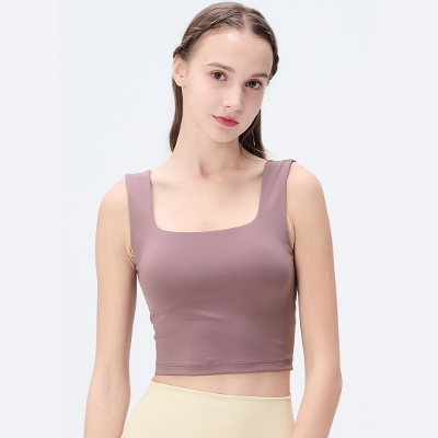 Uシェイプスムースクロップドタンク／ミスティパープル