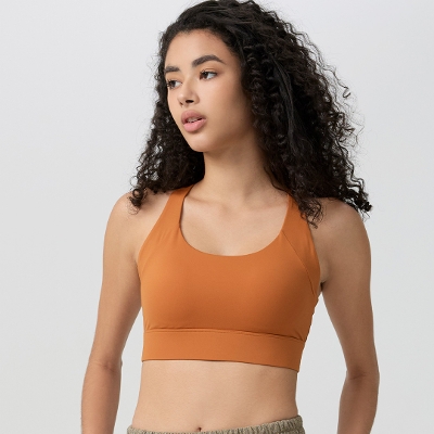 アジャスタブルスクランチスポーツブラ／キャラメルブラウン