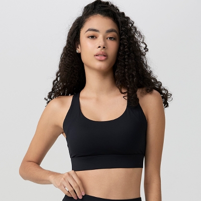 アジャスタブルスクランチスポーツブラ／ブラック