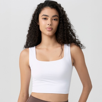 Uシェイプスムースクロップドタンク／スノーホワイト