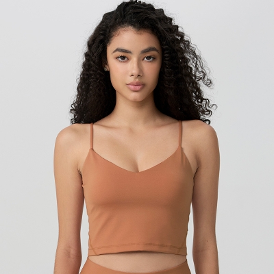 パンパーストラッピークロップドタンク／キャラメルブラウン