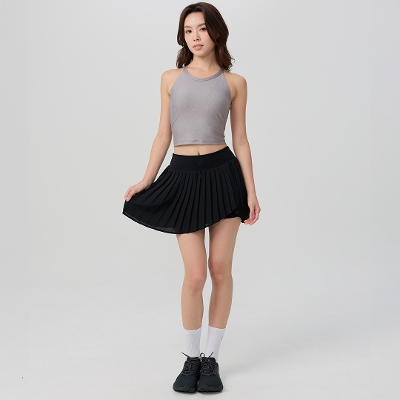 プリーテッドテニススコート／ブラック