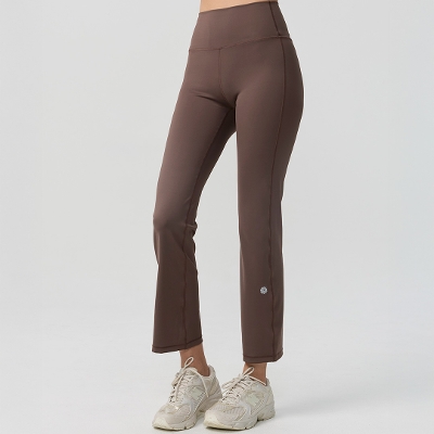 ハイライズベルボトムパンツ／ブラウン