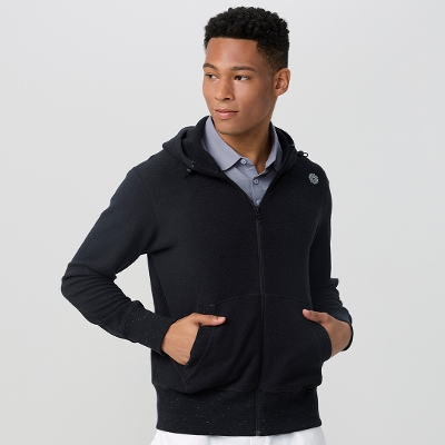 メンズフレンチテリーフーディージャケット／ブラック