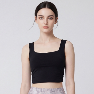 スクエアネッククロップドタンク／ブラック