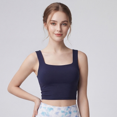 スクエアネッククロップドタンク／ネイビー