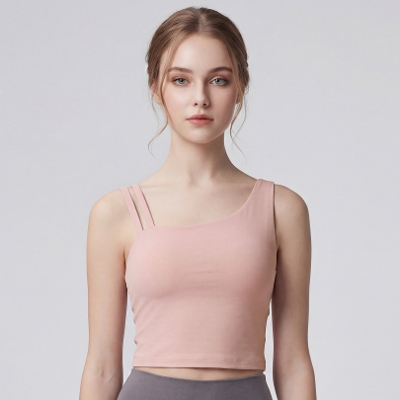 キャミソールアシンメトリークロップドタンク／マットブラウン