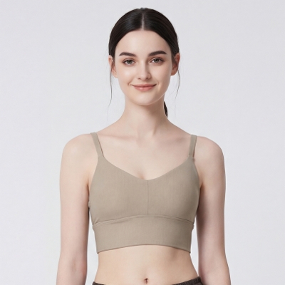 Vネックチャーミングブラ／ブラウングレー