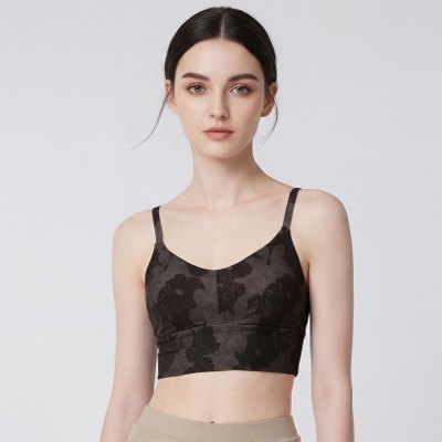 Vネックチャーミングブラ／アーミーグリーンフラワーズ