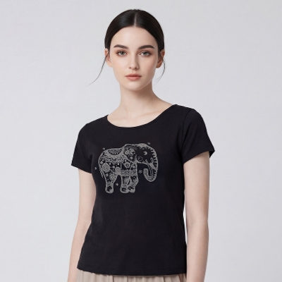 ガネーシャワイドカラートップ／ブラック