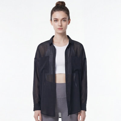 コットンコージーブラウス／ブラック